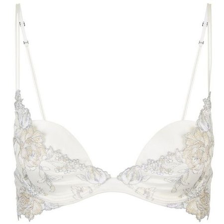 La Perla Peony OffWhite PushUp Bra In Embroidered Tulle And Satin