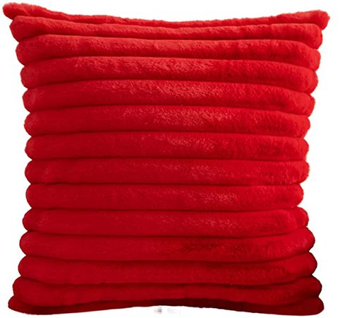 Amazon.com: Hodeco Super Soft Throw Pillow Cover 20x20 Wide Hairy Stripes Double Side Thick Big Downy Fluffy Straps Decorative Furry Cushion Cover for Couch Bed Car 100% Polyester 50x50cm Bright Red, 1 Piece : Home & Kitchen