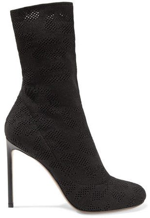 Open-knit Sock Boots - Black
