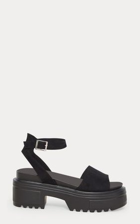 Black Chunky Sandal | Shoes | PrettyLittleThing