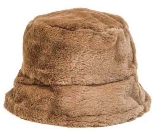 brown fuzzy bucket hat