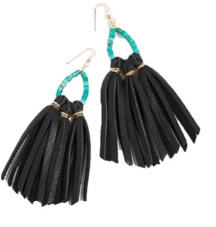 Raven & Riley Tahiti Stone Drop Leather Hoop Earrings
