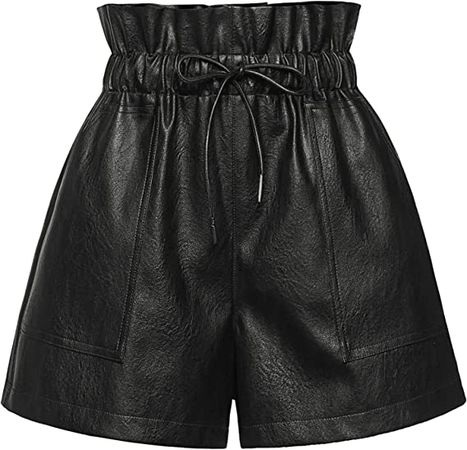QIANXIZHAN Women's Leather Shorts, Faux High Waisted Wide Leg Sexy Shorts Black XS at Amazon Women’s Clothing store