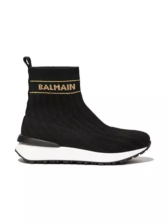 Balmain Kids Glitter sock-style slip-on Sneakers - Farfetch