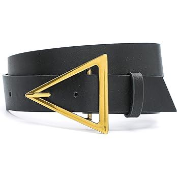 HOTWILL Belts for Women Jeans Dress Fashion Wide Waist Belt with Bronze Triangle Buckle Black Large at Amazon Women’s Clothing store
