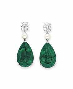 Emerald, Pearl and Diamond Earrings - Pinterest