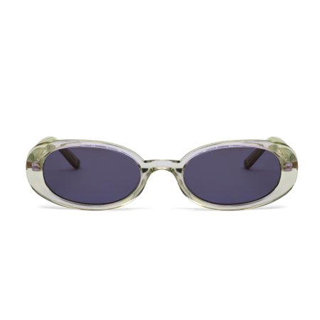 Slim fine oval purple and green sunglasses with black lenses. – Hot Futures