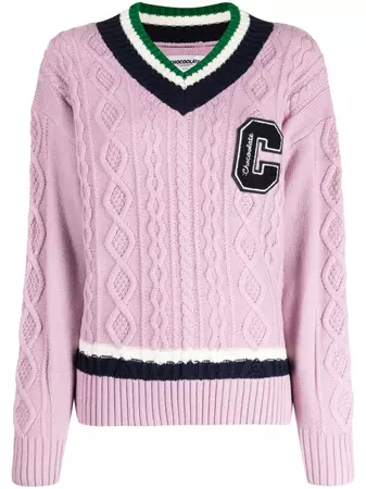 CHOCOOLATE | Pastel Pink Varsity Sweater - Farfetch