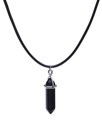 Black Faux Gemstone Pendant Rope Necklace | SHEIN USA