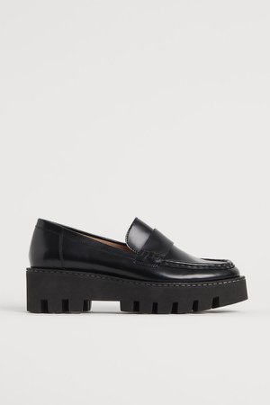 Chunky Leather Loafers - Black
