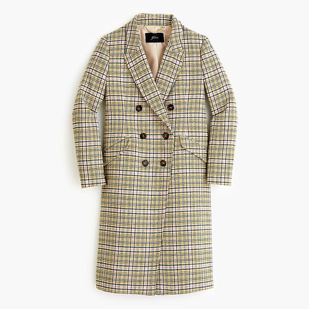 J.Crew: Long Double-breasted Topcoat In Plaid
