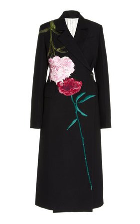 Floral-Embroidered Woven Wrap Coat By Peter Do | Moda Operandi