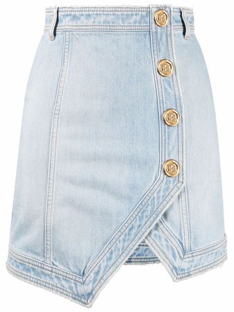 Balmain button-embellished Denim Skirt - Farfetch