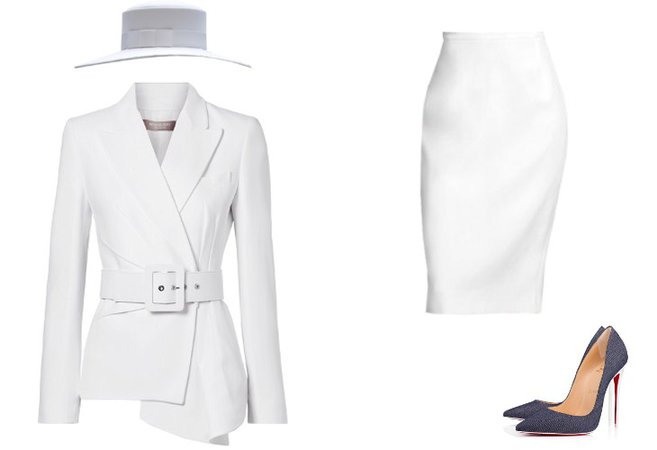 White Skirt Blazer Suit Michael Kors