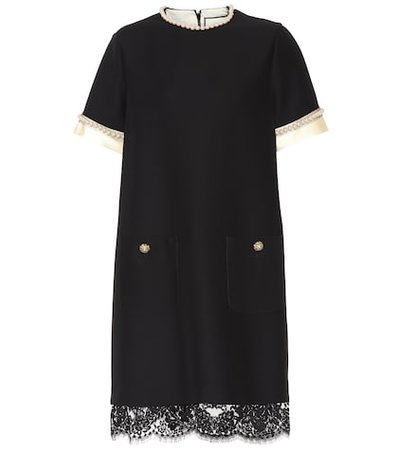 Embellished wool and silk dress