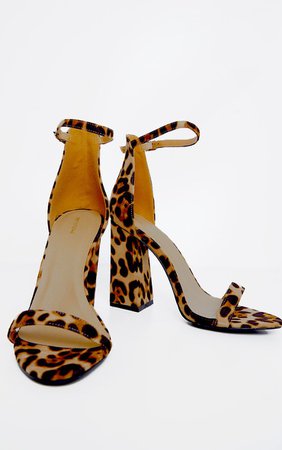 Leopard High Block Heel Sandal | Shoes | PrettyLittleThing USA