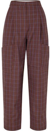 Checked Woven Cargo Pants - Brown