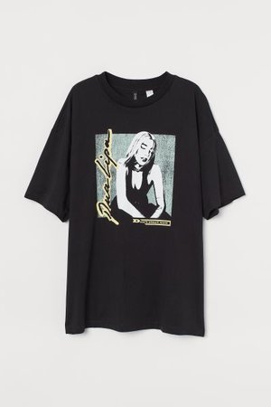 Oversized Printed T-shirt - Black/Dua Lipa - Ladies | H&M US