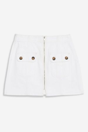 PETITE White Horn Button Denim Mini Skirt | Topshop white