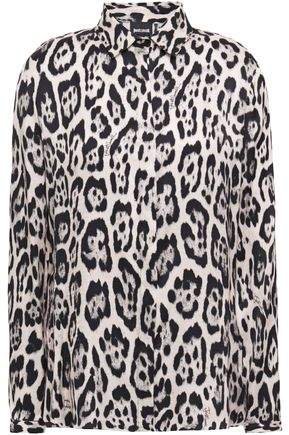 Leopard-print Satin Shirt