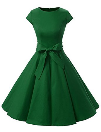 Amazon.com: Homrain Women's 1950s Retro Vintage A-Line Cap Sleeve Cocktail Swing Party Dress Green S: Clothing