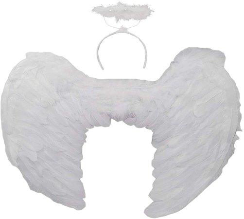 Amazon.com: White Feather Angel Wing & Halo Set: Clothing