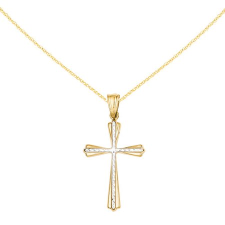 Womens Gold Classics™ 14kt. Diamond Cut Cross Necklace | Boscov's
