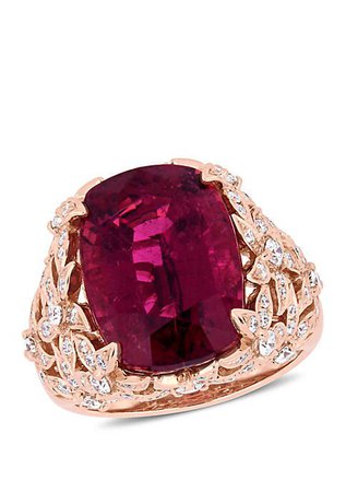 Belk & Co. Pink Tourmaline and 7/8 ct. t.w. Diamond Vintage Cocktail Ring in 14K Rose Gold