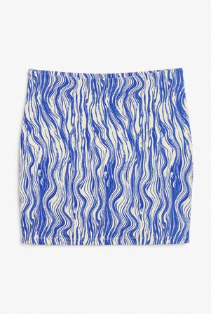 Blue and beige ribbed mini skirt - Blue - Monki WW