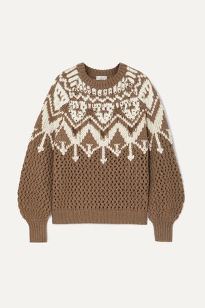 Brunello Cucinelli | Bead-embellished Fair Isle cashmere sweater | NET-A-PORTER.COM