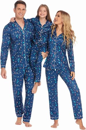 Ekouaer Pjs for Couple Matching Family Christmas Pajamas Fun Printed Pajama 2 Piece Sleepwear for Winter(Men/Red,XL) at Amazon Women’s Clothing store