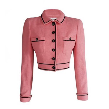 Chanel Spring 1995 Runway Tweed Cropped Pink Blazer — Silk Perle