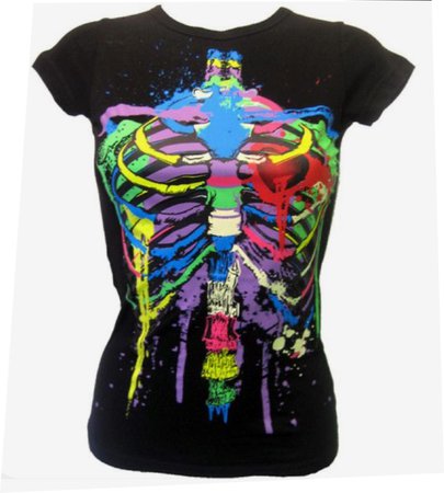 scenecore rainbow ribcage t-shirt