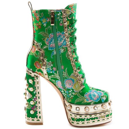 Emerald green platform heels