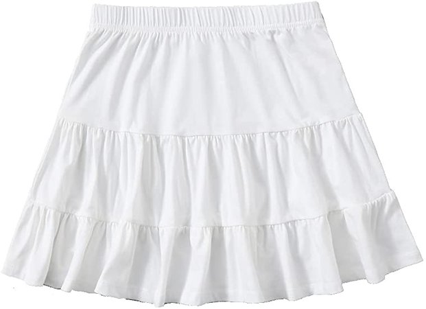 SheIn Women's Summer Elastic Hight Waisted Ruffle Mini Skirt Swing A Line Skater Skirts at Amazon Women’s Clothing store