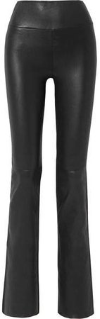 Leather Flared Pants - Black
