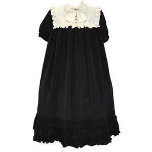 black babydoll dress big collar frills lace bow white