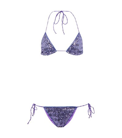 Oséree - Sequin-embellished triangle bikini | Mytheresa