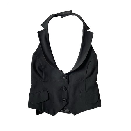 black collared button up cropped waistcoat vest