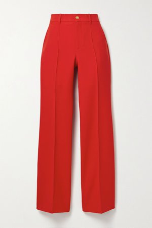 Tomato red Silk and wool-blend wide-leg pants | Gucci | NET-A-PORTER