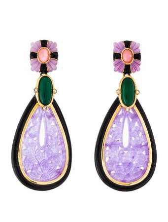 Angélique de Paris Rhodochrosite, Topaz & Dyed Jadeite Drop Earrings - Earrings - WANGE21404 | The RealReal