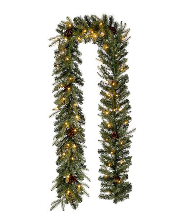 Glitzhome 9'L Pre-Lit Greenery Pine Cone Christmas Garland with Warm White LED Light & Reviews - Holiday Shop - Home - Macy's