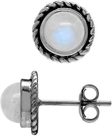 Amazon.com: Silvershake 6mm Natural Round Shape Moonstone 925 Sterling Silver Rope Stud Earrings: Jewelry
