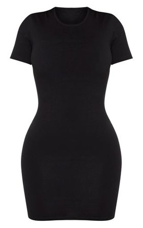 Shape Black Cotton Cap Sleeve Bodycon Dress | PrettyLittleThing