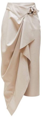Fiova Draped Leather Midi Skirt - Womens - Ivory