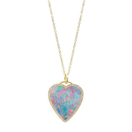 Jennifer Meyer | Opal Inlay Heart Necklace with Diamonds