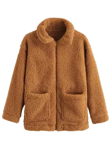 Zip Up Fluffy Faux Fur Winter Coat