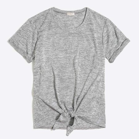 Space-dyed tie-waist pocket T-shirt