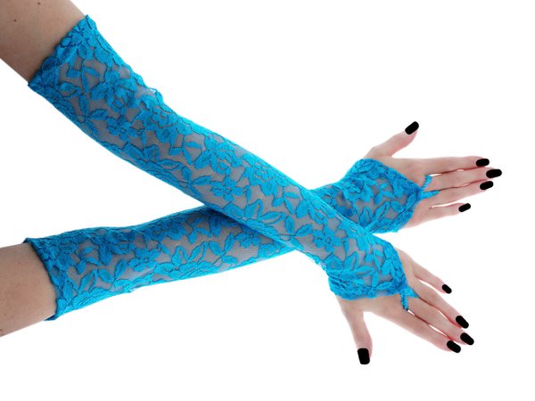 Blue lace gloves formal