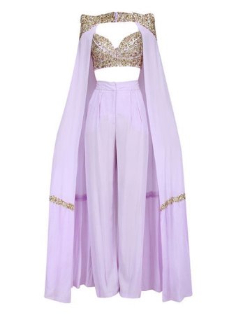 Purple gold crystal outfit